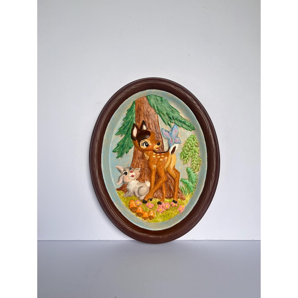 Vintage Walt Disney Bambi Ceramic Wall Plaque - Retro Mid-Century Disney Nursery